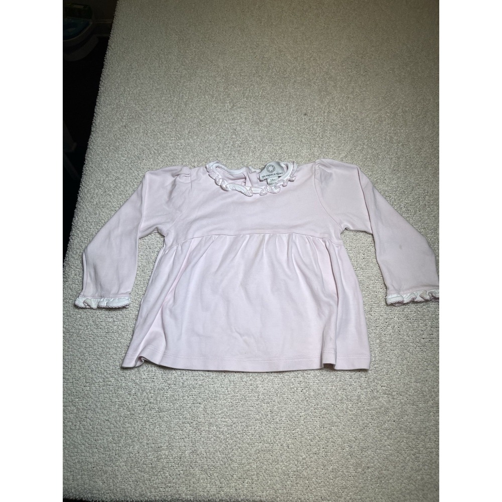 The Proper Peony Pink Top Ruffled Collar & Cuffs 100% Pima Cotton Size 24 Months